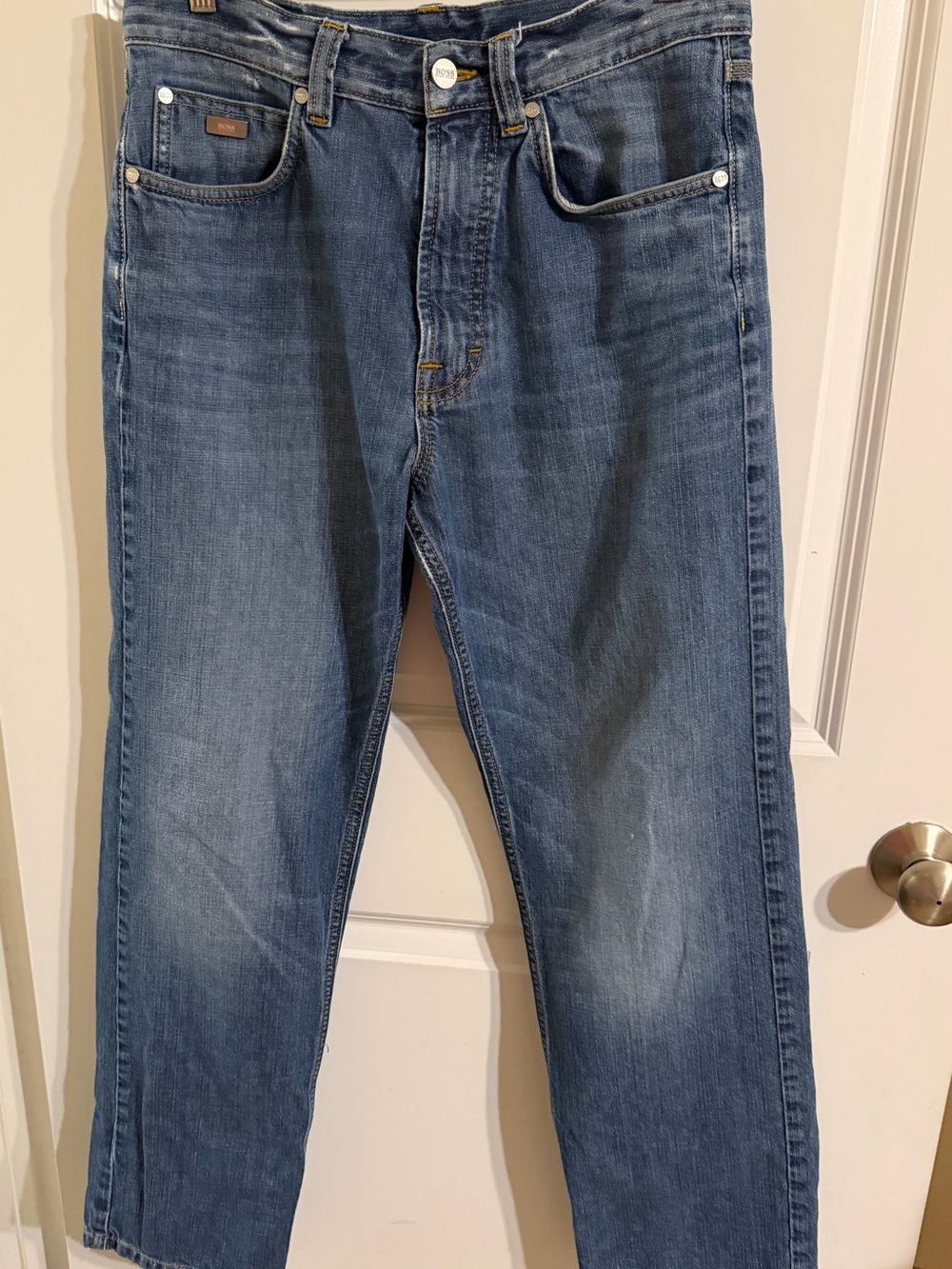 Hugo Boss Men's Straight-Leg Jeans in Mid Blue 32 x 32